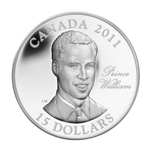 2011 $15 ULTRA HIGH RELIEF STERLING SILVER COIN - H.R.H. PRINCE WILLIAM OF WALES