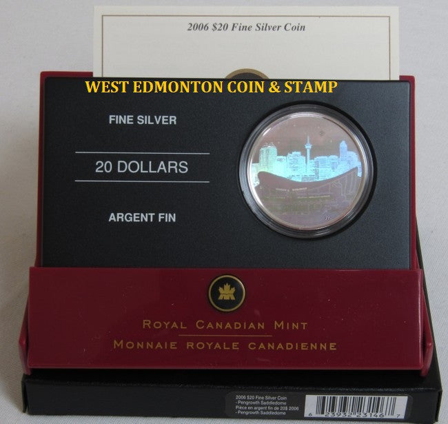 2006 1oz ARCHITECTURAL TREASURES $20 PURE SILVER PENGROWTH SADDLEDOME