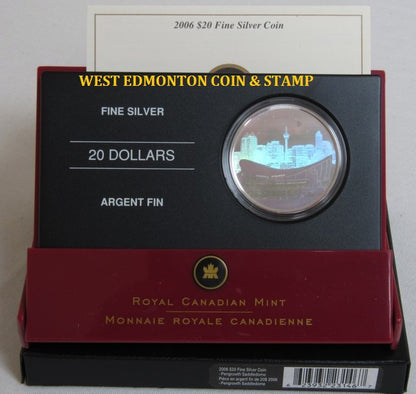 2006 1oz ARCHITECTURAL TREASURES $20 PURE SILVER PENGROWTH SADDLEDOME