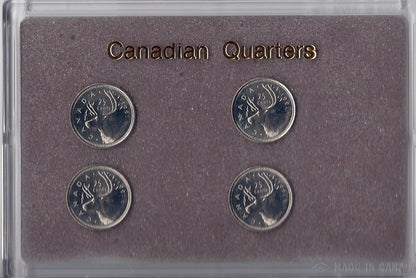 1991 CANADIAN QUARTERS 4 PACK - UNC FROM SEALED ROLL