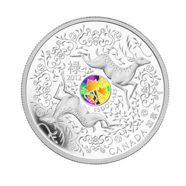2012 1oz $15 - MAPLE OF GOOD FORTUNE - FINE SILVER COIN