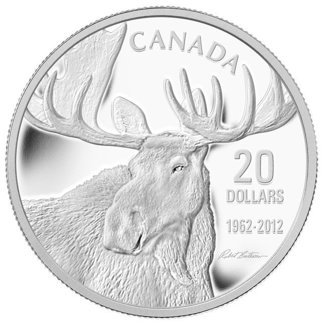 2012 1oz $20 SILVER COIN - BULL MOOSE FROM THE MOOSE FAMILY - ROBERT BATEMAN