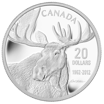 2012 1oz $20 SILVER COIN - BULL MOOSE FROM THE MOOSE FAMILY - ROBERT BATEMAN