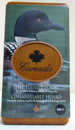 2004 STAMP AND ONE DOLLAR COIN SET - THE ELUSIVE LOON