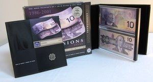 1986-2001 CANADIAN $10 BILL LASTING IMPRESSIONS. MATCHING SET OF TWO NOTES