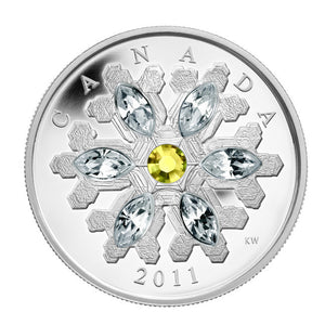 2011 1oz $20 - CRYSTAL SNOWFLAKE - TOPAZ - FINE SILVER COIN