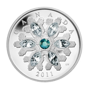 2011 1oz $20 - CRYSTAL SNOWFLAKE - EMERALD - FINE SILVER COIN