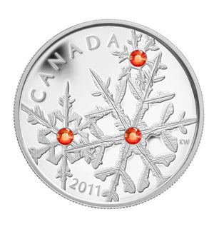 2011 1oz $20 - HYACINTH RED SMALL CRYSTAL SNOWFLAKE - FINE SILVER COIN