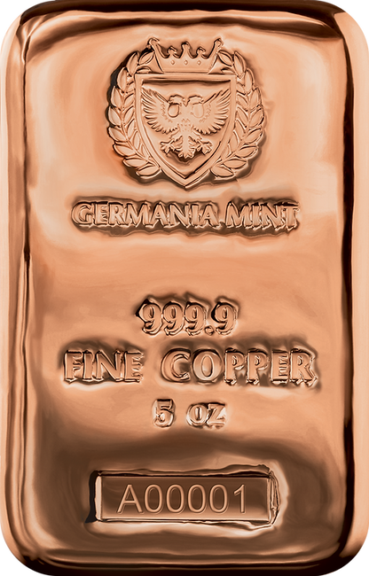 5oz GERMANIA MINT PURE COPPER BAR