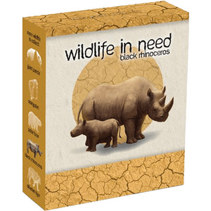 2012 TUVALU SILVER PROOF COIN - WILDLIFE IN NEED - BLACK RHINOCEROS