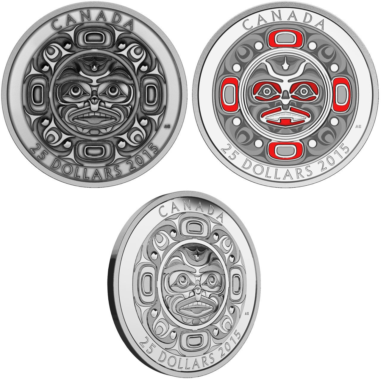 2015 $25 SINGING MOON MASK FINE SILVER 3-COIN SET (2.95oz)