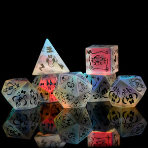 HAKOS BAELZ | FROSTED GLASS DICE SET | HOLOLIVE X MMG EXCLUSIVE