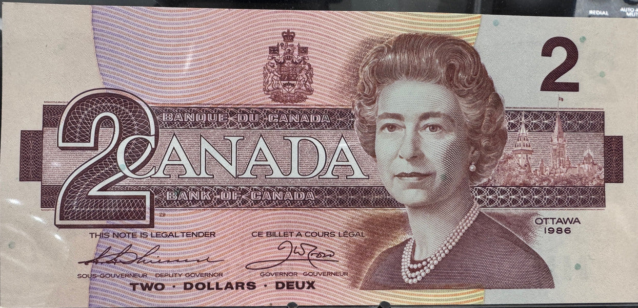 1986 $2 CANADIAN BILL