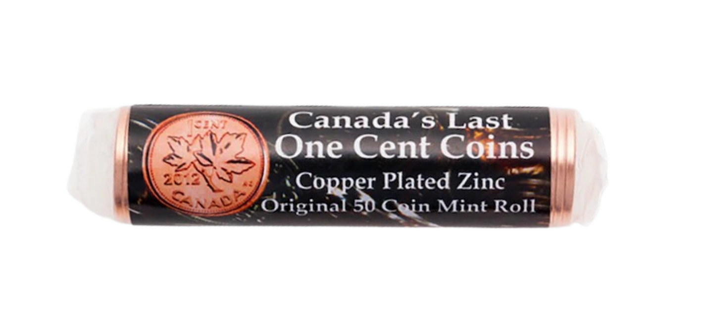 2012 1 CENT COPPER PLATED ZINC CANADA'S LAST ONE CENT COIN MINT ROLL