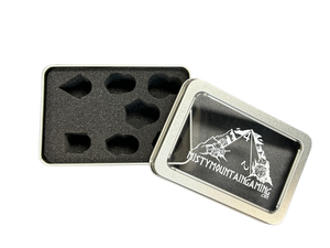 BEHOLDER'S GATES HOLLOW METAL DICE SET - (LIGHT) BLUE AND SILVER