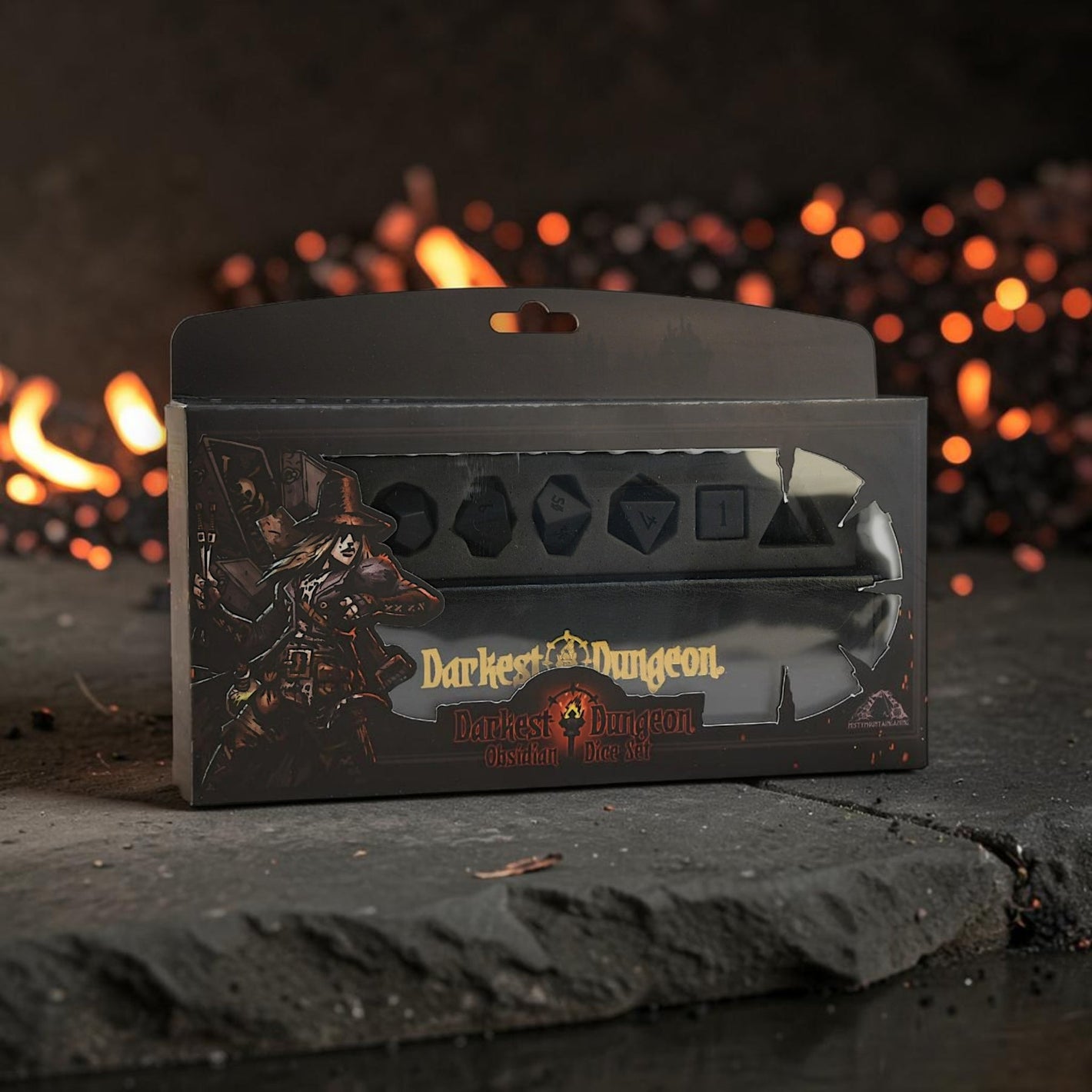 DARKEST DUNGEON OBSIDIAN DICE SET WITH LEATHER CASE