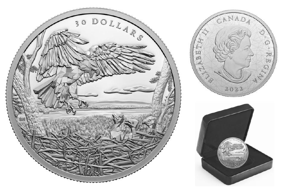 2022 2oz $30 MULTIFACETED ANIMAL FAMILY: BALD EAGLES FINE SILVER COIN