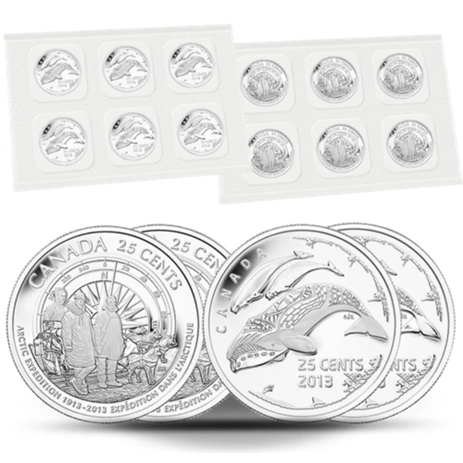 2013 25c ARCTIC EXPEDITION, 100TH ANNIVERSARY 12-PACK UNCIRCULATED COIN SET