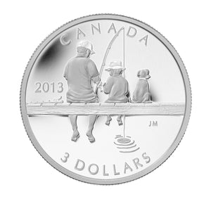 2013 1/4oz $3 - FISHING - FINE SILVER COIN