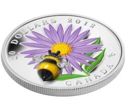 2012 1oz $20 ASTER WITH GLASS BUMBLE BEE - FINE SILVER COIN