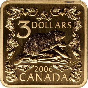 2006 1/4oz $3 THE BEAVER - SQUARE STERLING SILVER COIN