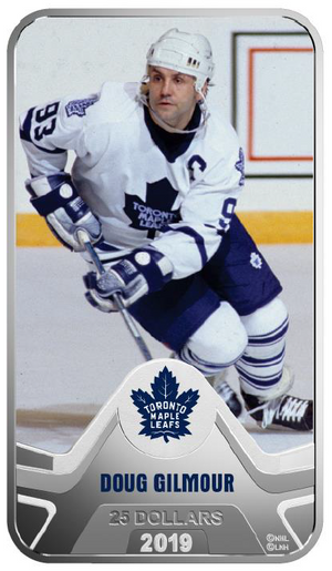 E-TRANSFER ONLY - 2019 1.5oz $25 TORONTO MAPLE LEAFS®: DOUG GILMOUR FINE SILVER COIN