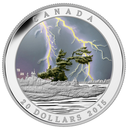 2015 1oz $20 WEATHER PHENOMENON - SUMMER STORM - INCLUDES BLACK LIGHT FLASHLIGHT FINE SILVER COIN