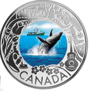 2019 1/4oz $3 CELEBRATING CANADIAN FUN AND FESTIVITIES - WHALE WATCHING FINE SILVER COIN