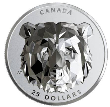 2020 1oz $25 MULTIFACETED ANIMAL HEAD: GRIZZLY BEAR FINE SILVER COIN