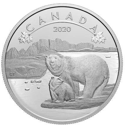 2020 1/2oz $10 O CANADA! POLAR BEARS FINE SILVER COIN (NO SLEEVE)