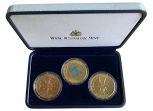 2002 $5 ROYAL AUSTRALIAN MINT MANCHESTER COMMONWEALTH GAMES 3-COIN SET