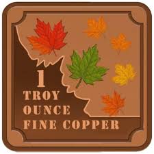 1oz MAPLE SQUARE STACKABLE COPPER BAR