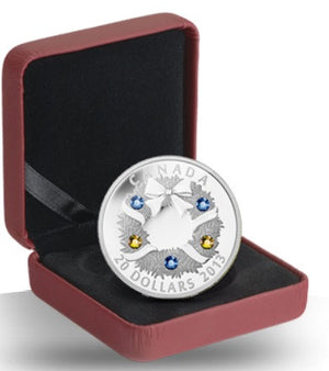 2013 1oz $20 HOLIDAY WREATH FINE SILVER COIN