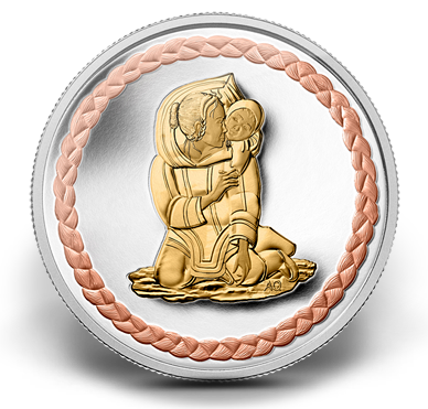 2011 1/4oz  $3 - FAMILY SCENE - FINE SILVER GOLD PLATED COIN
