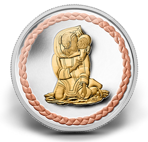 2011 1/4oz  $3 - FAMILY SCENE - FINE SILVER GOLD PLATED COIN