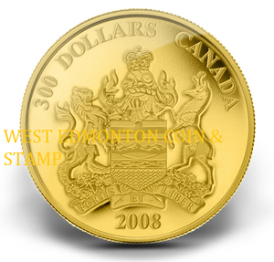 E-TRANSFER ONLY - 2008 $300 14KT GOLD COIN - PROVINCIAL COAT OF ARMS: ALBERTA
