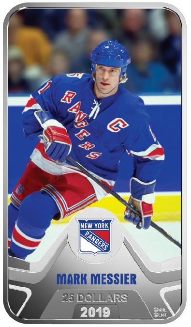 E-TRANSFER ONLY - 2019 1.5oz $25 NEW YORK RANGERS®: MARK MESSIER FINE SILVER COIN