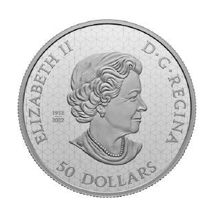2023 5oz $50 MAPLE LEAVES IN MOTION FINE SILVER COIN