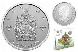 2021 1/4oz $5 MOMENTS TO HOLD: ARMS OF CANADA FINE SILVER COIN