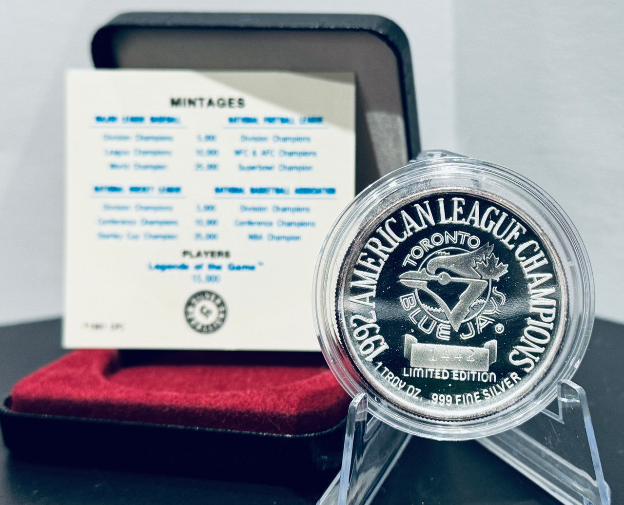 1992 TORONTO BLUE JAYS WORLD CHAMPIONS MEDALLION (2052)