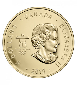 2010 1oz $5 OLYMPIC COMMEMORATIVE HOCKEY SILVER MAPLE LEAF (GOLD PLATED)