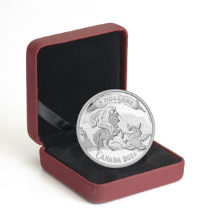 SALE - 2014 $5 CANADIAN BANK NOTE SERIES: SAINT GEORGE SLAYING DRAGON FINE SILVER COIN (NO SLEEVE)