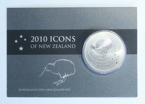 E-TRANSFER ONLY - 2010 1oz $1 ICONS OF NEW ZEALAND KIWI FINE SILVER BULLION