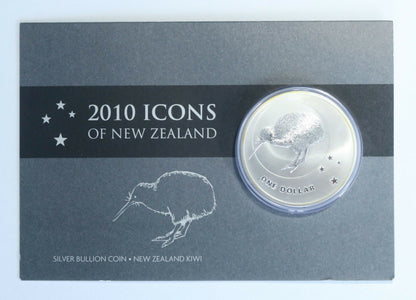 E-TRANSFER ONLY - 2010 1oz $1 ICONS OF NEW ZEALAND KIWI FINE SILVER BULLION