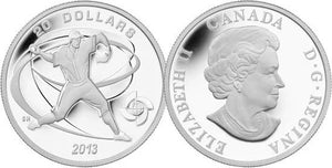 2013 1oz $20 WORLD BASEBALL CLASSIC TOURNAMENT - PITCHER FINE SILVER COIN