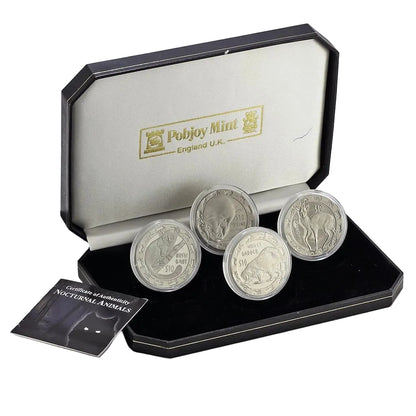 2008 SIERRA LEONE 4-COIN NOCTURNAL ANIMALS AFRICAN FAUNA SILVER SET
