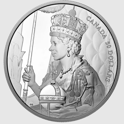 2022 5oz $50 QUEEN ELIZABETH II'S CORONATION FINE SILVER COIN