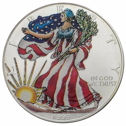1999 $1 COLOURIZED AMERICAN EAGLE FINE SILVER COIN
