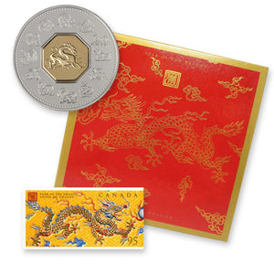 2000 1oz $15 YEAR OF THE DRAGON STAMP & COIN SET STERLING SILVER