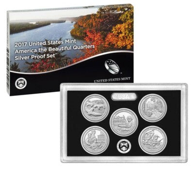 2017 UNITED STATES MINT AMERICA THE BEAUTIFUL QUARTERS SILVER PROOF SET